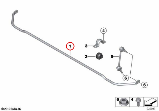Estabilizador trasero OEM 33559808013 para MINI Countryman R60, Paceman R61. Original MINI.