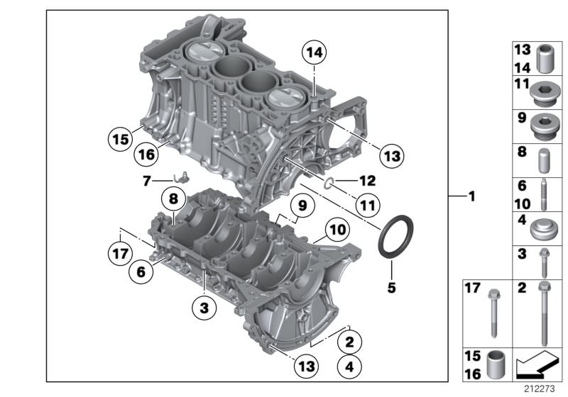 Tornillo cilíndrico M6x35 OEM 11127534005 para BMW Serie 1 F20 F21, Serie 3 F30 F31 y MINI R55 R56 R57 R58 R59 R60 R61... y más. Original BMW y MINI