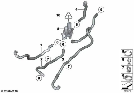 Parking Heater Motor Return Hose for BMW 3 Series E90N, E91N, E92N, E93N (OEM 64219222653). Original BMW