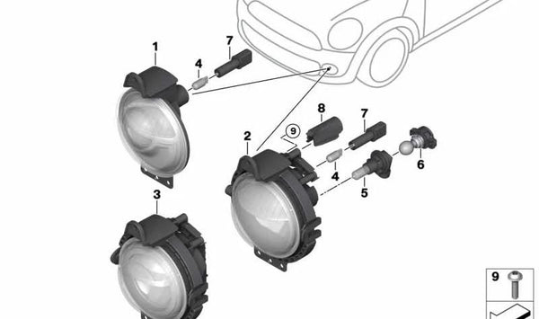 Soporte de faro delantero OEM 63177374599 para MINI R57, R58, R59. Pieza original MINI.