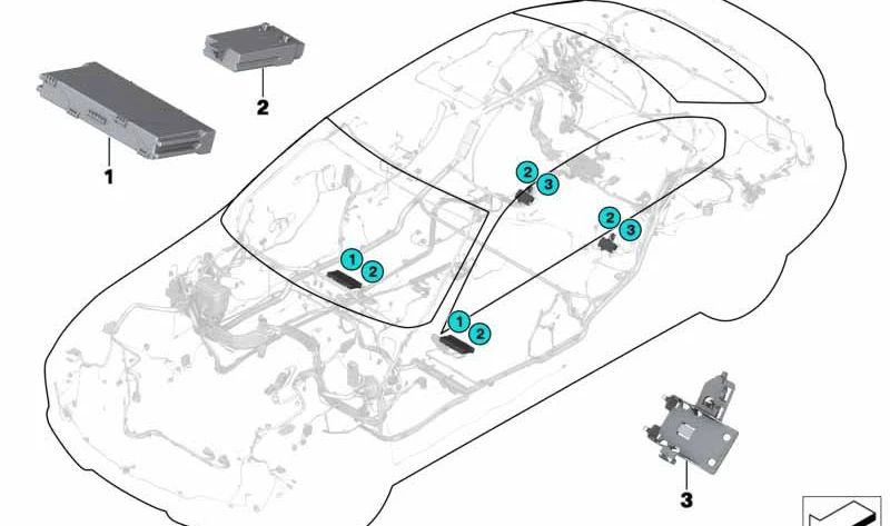 Soporte módulo asiento trasero OEM 61359249125 para BMW F30, F31, F34, F80, F36. Original BMW.