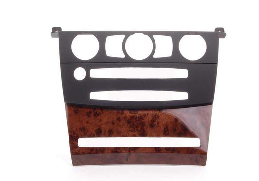Moldura salpicadero en madera de álamo central OEM 51456951037 para BMW E60, E61. Original BMW.