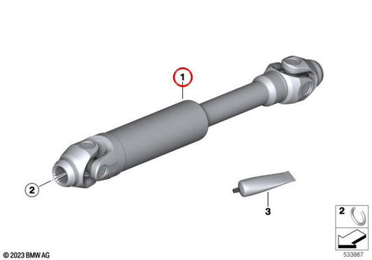 Zentrale Antriebswelle OEM 33737108804 für BMW R nineT (KR1, KR3) Motorräder. Original BMW Motorrad.