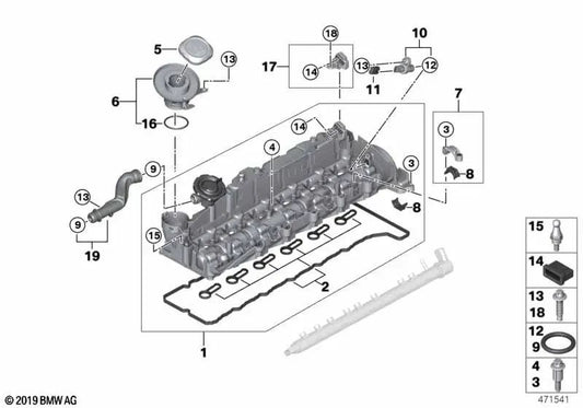Funil de enchimento de óleo para BMW Série 3 E90N, E91N, E92, E92N, E93, E93N (OEM 11127804048). BMW originais.