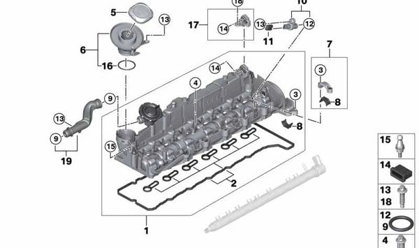 Tubo de llenado de aceite OEM 11127804061 para BMW F01, F02. Pieza original BMW.