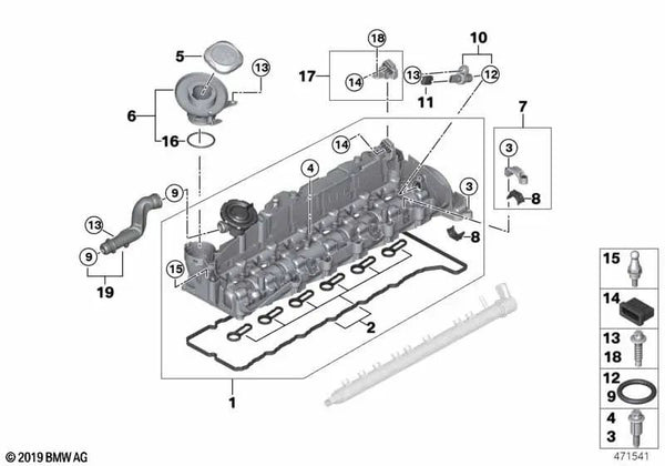 Boca de llenado de aceite OEM 11127804048 para BMW E90, E91, E92, E93... y más. Original BMW.