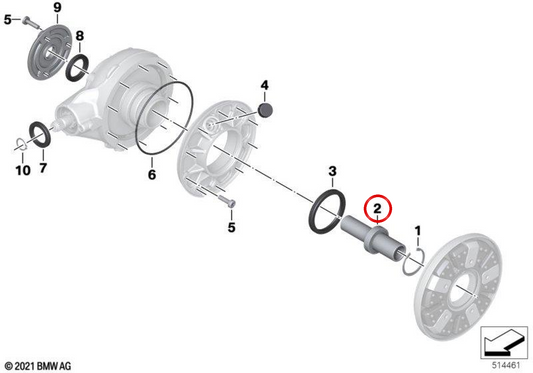 Spacer tube with rubber bearing OEM 33749443562 for BMW motorcycles R 18, R 18 Classic, R 18 Roctane, R 18 B... and more. Original BMW Motorrad.