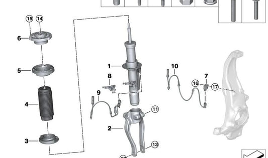Choque frontal esquerdo com VDC OEM 37106896365 para BMW G31 (5 Touring Series). Adequado para versões AWD Plug -in Hybrids (PHEV). BMW original.
