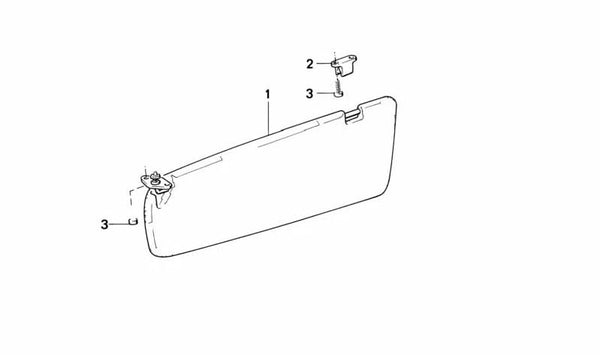 Parasol derecho OEM 51161943256 para BMW E30. Original BMW.