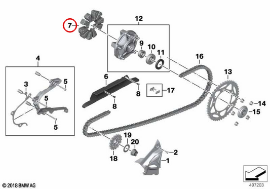 Amortisseur de retour OEM 33815A7CC55 pour motos BMW S 1000 R, S 1000 RR, M 1000 RR, M 1000 R et plus. BMW Motorrad d'origine.