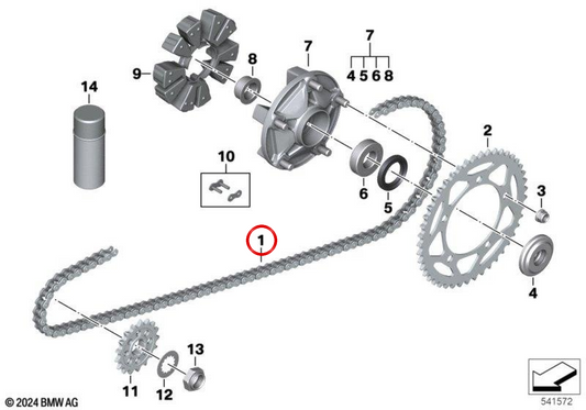 OEM Antriebskette 33819444387 für BMW S 1000 R, S 1000 RR Motorräder. Original BMW Motorrad.
