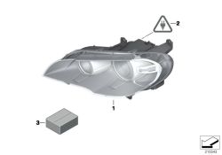 Faro delantero derecho OEM 63127278046 para BMW X5 E70, X5 E70 LCI. Original BMW.