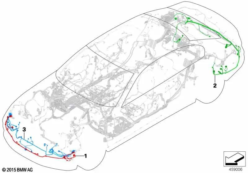 Rear bumper wiring harness for BMW 6 Series G32 (OEM 61126843173). Original BMW