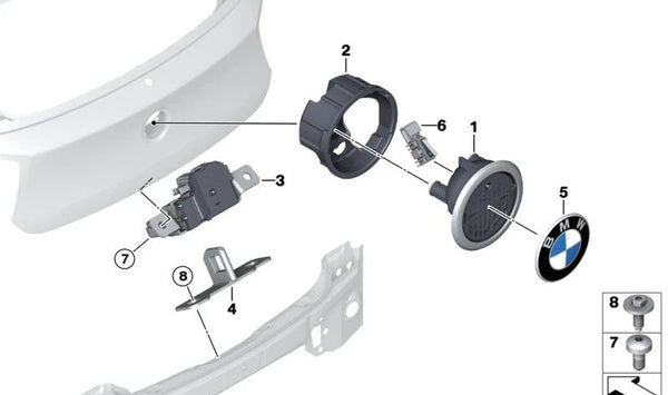 Cierre de maletero OEM 51247248076 para BMW F20, F20N, F21, F21N, F22, F22N, F23, F23N, F87, F87N, G29, i3 I01, I01N y MINI F55, F56, F56E. Original BMW y MINI.