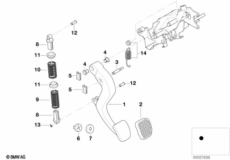 Rücklaufquelle des Kupplungshebels für BMW 5 E39, E60, E61 -Serie, 6 E63, E64, 7 E38 -Serie (OEM 35311165749). Original BMW