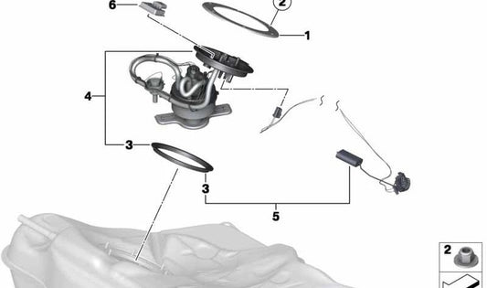 Anello di chiusura OEM 16117845124 per BMW F10, F11, F06, F12, F13. BMW originale.