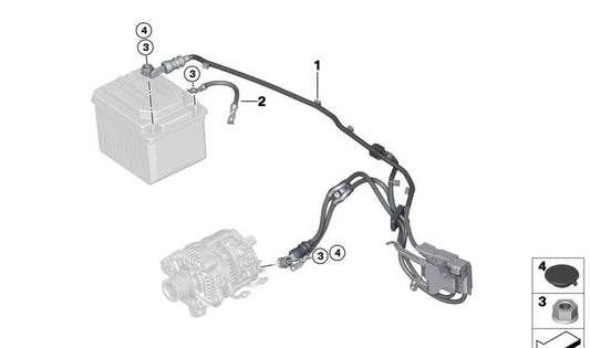 Cable negativo de batería 48V OEM 61125A37BC8 para BMW G22, F95, G05, G18, F96, G06, G07. Original BMW.