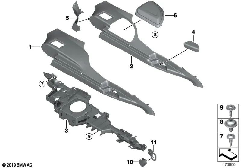 Left handrail trim for BMW 3 Series F34, F34N (OEM 51477325799). Original BMW
