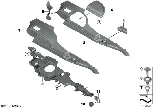 Left handrail trim for BMW 3 Series F34, F34N (OEM 51477325799). Original BMW
