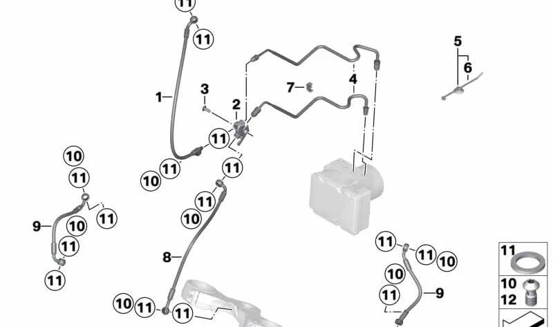 Rechte flexible Rohr OEM 34327689976 für Motorräder BMW R1200RT, R900RT, R1200R. Originaler BMW Motorrad.