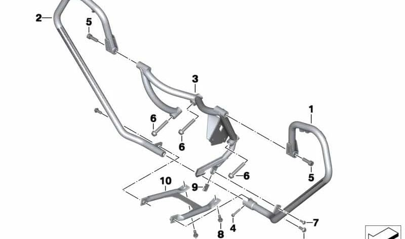 Soporte básico arco de protección delantero OEM 11848535204 para BMW Motorrad F 800 GT (K71) y más. Original BMW Motorrad.