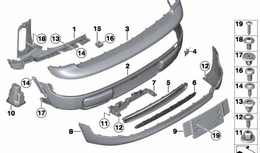 Spoiler central OEM 51127265086 para MINI Clubman R55 LCI (05/2009 - 06/2014), Cooper S R56 (01/2010 - 06/2014). Original MINI.