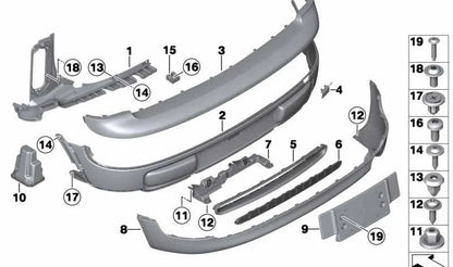 Guía inferior centro OEM 51127250966 para MINI Clubman R55, R55 LCI. Original MINI.