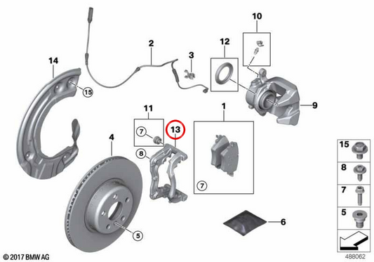 OEM Right Brake Foblow Support 34106882260 pour BMW G42, G20, G01, G02. BMW d'origine.