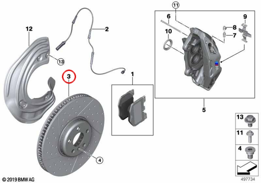 BMW MPR MPR Frake Disk 2 Serie G42, serie 3 G20 G21, 4 G22 G23 G26 (OEM 34106895647). BMW originale