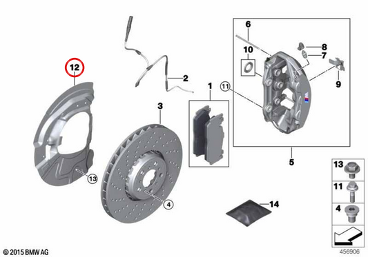 Protector de disco de freno OEM 34108074295 para BMW F95, F96. Original BMW.