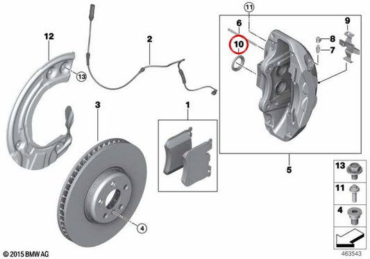 Set cuffia parasporco freno OEM 34108857734 per BMW Serie 7 G73, XM G09… e altri. Originale BMW.