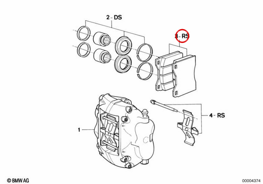 Juego de pastillas de freno delantero OEM 34111158360 para BMW Serie 7 E23 (09/1977 - 06/1986). Original BMW.