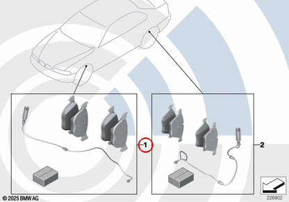 Bremspillen mit OEM -Sensor 34112157586 für BMW E39. Original BMW.