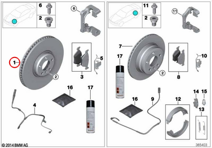 Disco de freio esportivo de 17 polegadas para BMW Série 3 E46, Z4 E85, E86 (OEM 34112282872). BMW genuíno