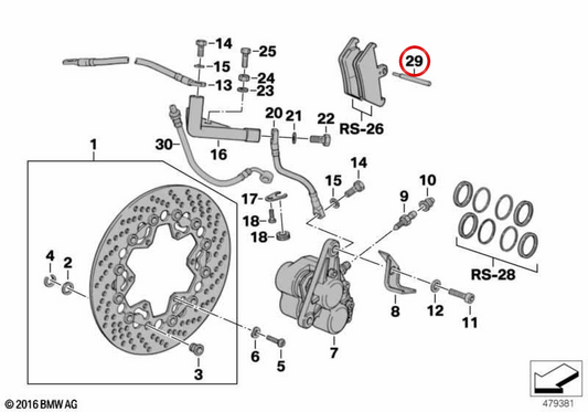 OEM-Befestigungsteilesatz 34112330418 für BMW Motorräder R850GS, R1100GS, R1150GS, R850R, R1100R, R1200C, K1, K100RS, K1100RS, K1100LT, K1200RS, K1200LT ... und mehr. Original BMW Motorrad.