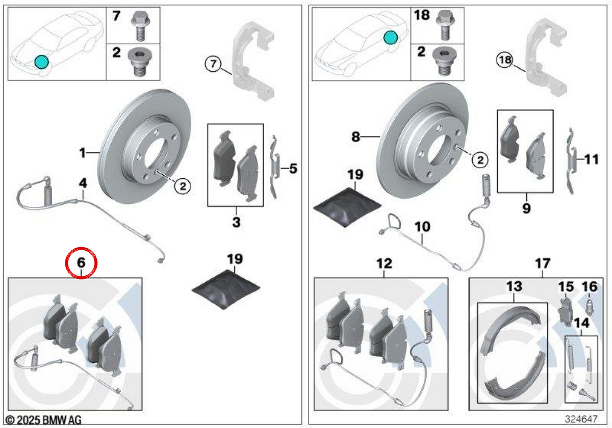 Bremspillen mit OEM -Sensor 34112339267 für BMW E60, E61. Original BMW.