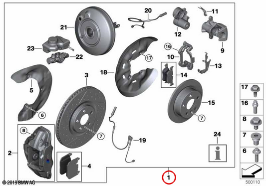Sportbremskit M Performance 18 "OEM 34112450159 für BMW F40, F44. Original BMW.