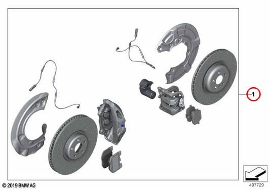 Sportbremskit M Performance 19 "OEM 3411245883 für BMW G05, G06. Original BMW.