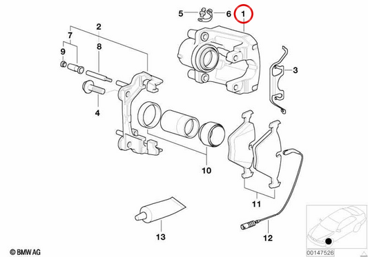 Soporte de pinza de freno delantero izquierdo OEM 34116753659 para BMW Serie 5 E60 E61, Serie 6 E63 E64, Serie 7 E65 E66… y más. Original BMW.