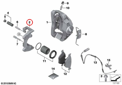 Supporto morsetto freno posteriore OEM 34116773203 per BMW E90, E91, E92, E93, E84, E89. BMW originale.