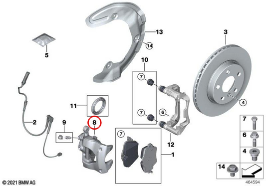 Linker Halter der vorderen Bremssattelbefestigung OEM 34116873109 für BMW F20, F21, F22, F23, F30, F31, F32, F33, F36… und mehr. Original BMW