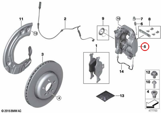 Cramp de frein avant droit OEM 34116883486 pour BMW G11, G12. BMW d'origine.