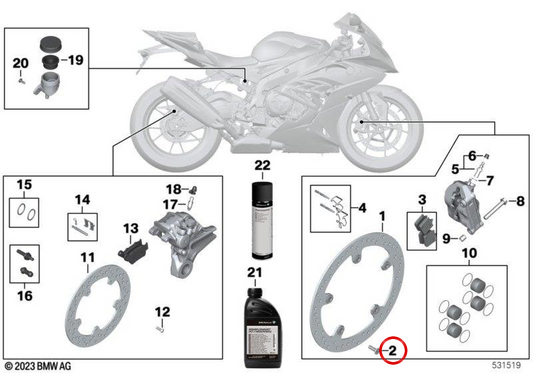 Parafuso de cabeça chata OEM 34117700989 para motocicletas BMW R1200GS, F750GS, S1000RR... e muito mais. Originais BMW Motorrad.