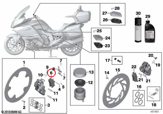 Juego di pastiglie freno anteriori Sintermetall OEM 34117728945 per moto BMW K 1600 GT, K 1600 GTL, K 1600 GTL Exclusive, K 1600 Bagger... e altro. Originale BMW Motorrad