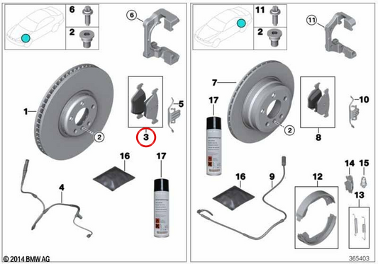 Kit de pastillas de freno sin amianto (34118855010) . Original BMW
