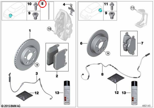 Kit de reparo do parafuso guia da pinça de freio OEM 34118857733 para BMW G09. BMW genuíno.