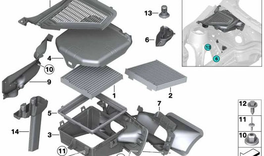OEM Linksscharnierabdeckung 64319184006 für BMW F25 und F26. Original BMW Stück.