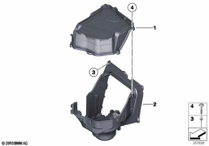 Tapa de carcasa con filtro grueso para BMW Serie 7 F01, F01N, F02, F02N (OEM 64116987598). Original BMW.