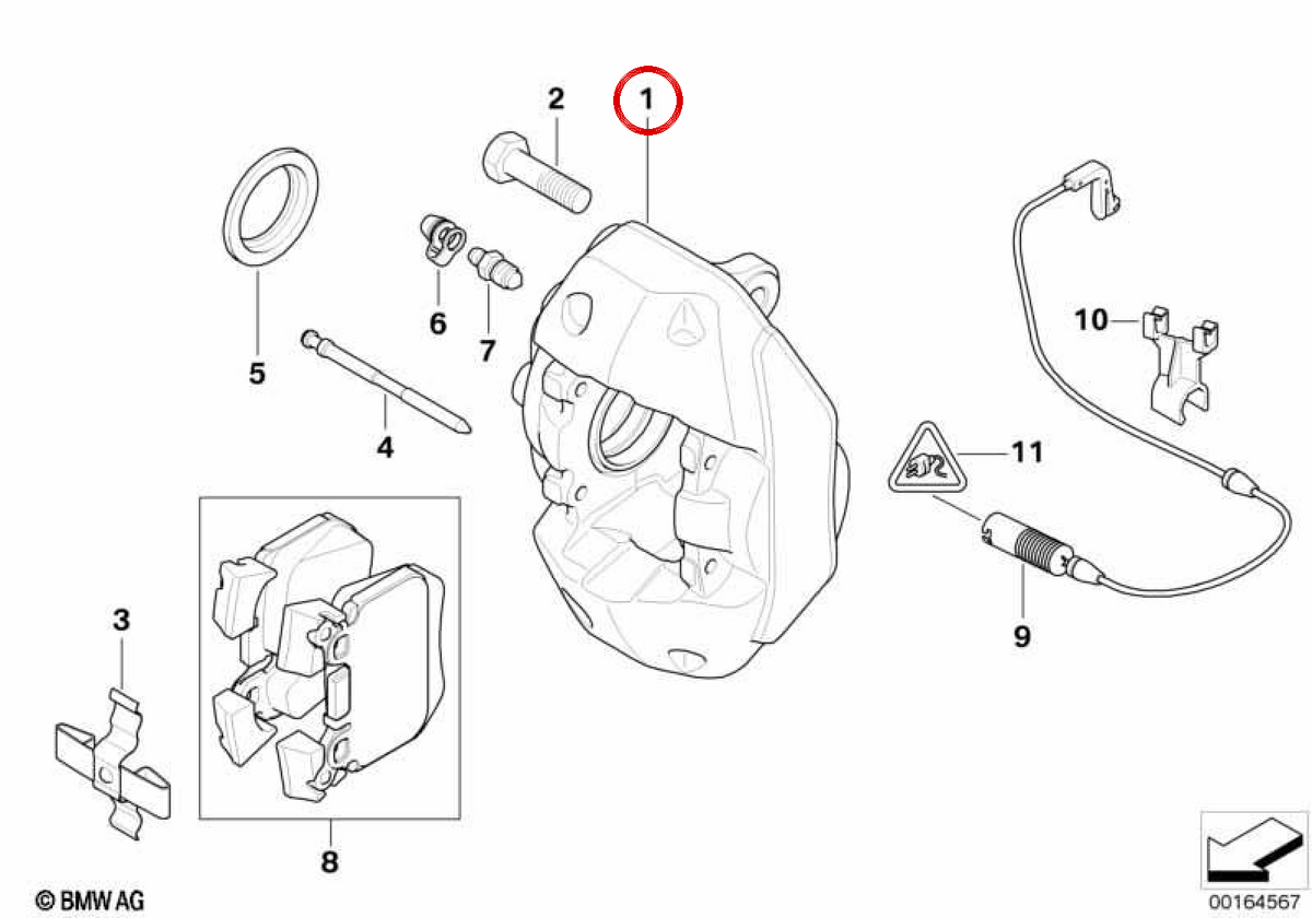 Freno a destra OEM 34206860146 per BMW E82, E88. BMW originale.