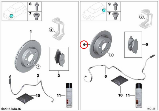 Disco de freno ventilado OEM 34206880071 para BMW G42, G20. Original BMW.